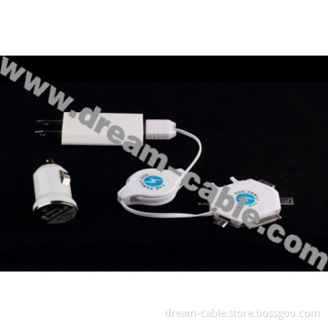 Popular Us Standard 3 in 1 USB Charger for iPhone/Motorola/HTC/Nokia/Samsung/Sony Erricsson
